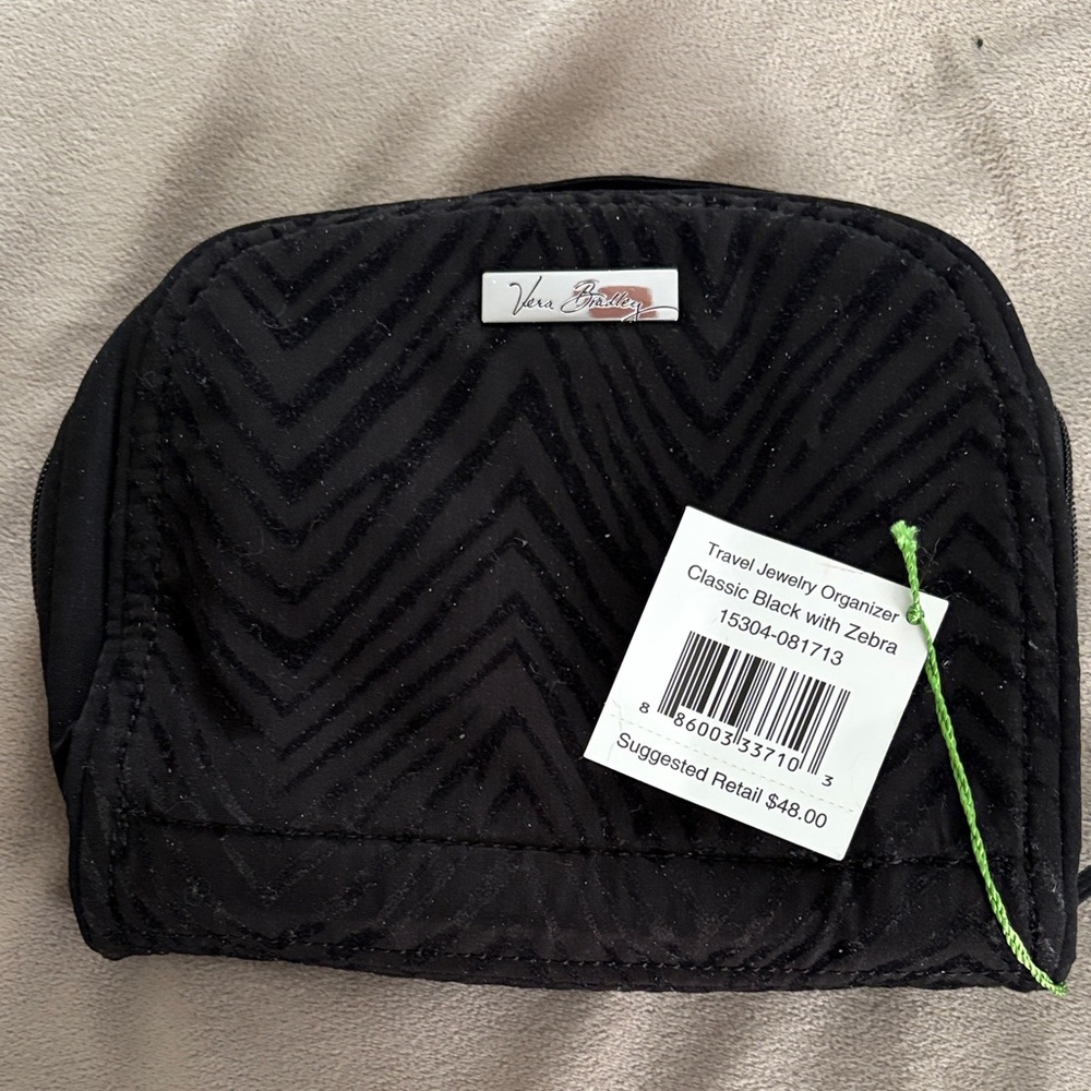 Vera Bradley travel jewelry organizer - classic black with zebra